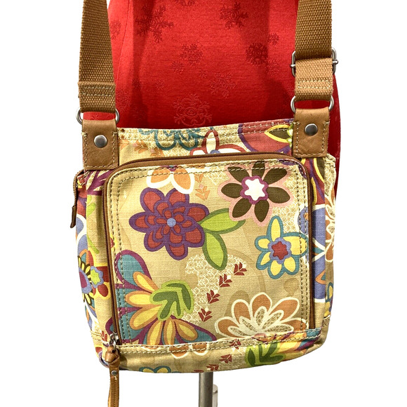 Vintage Fossil Crossbody Bag Boho Style Purse Canvas Multicolor Adjustable Strap - Picture 4 of 16